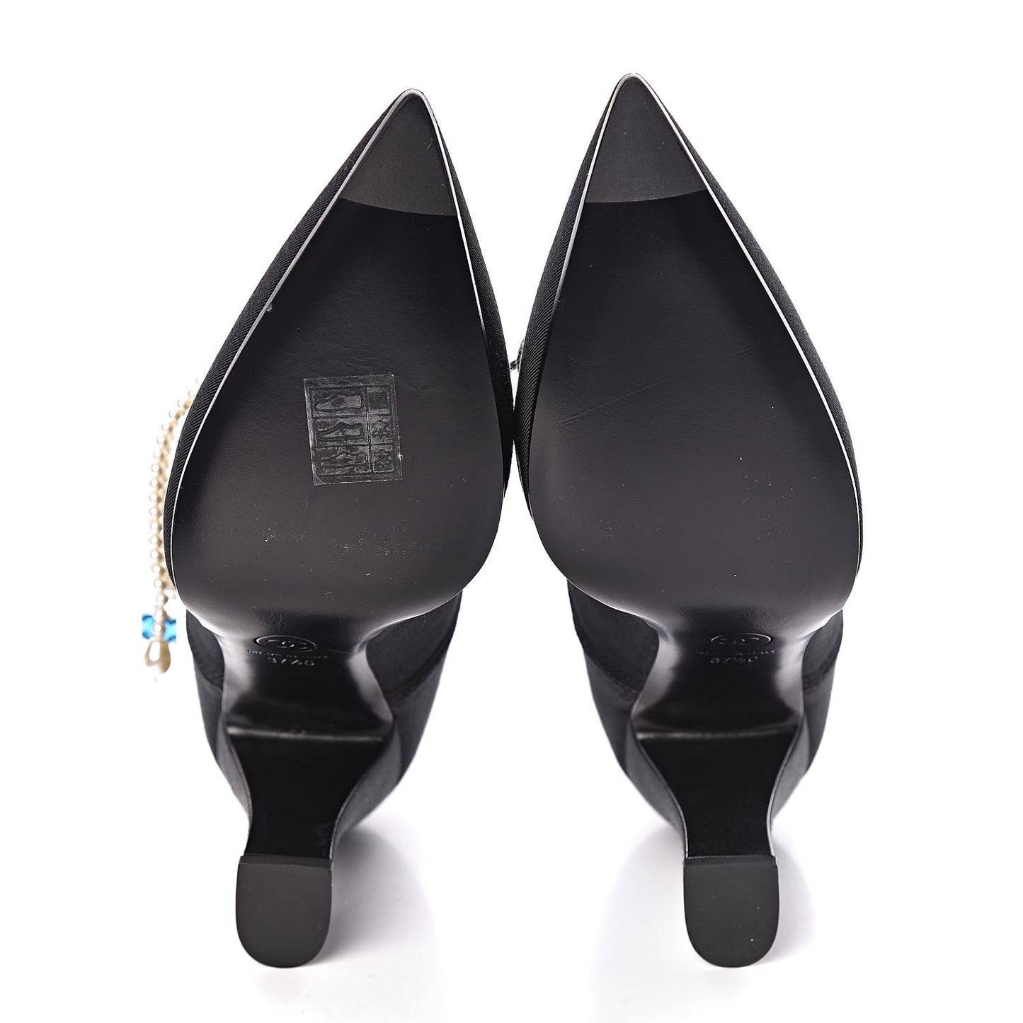Grosgrain Pearl Bow CC Oxford Lace Up Booties 37.5 Black