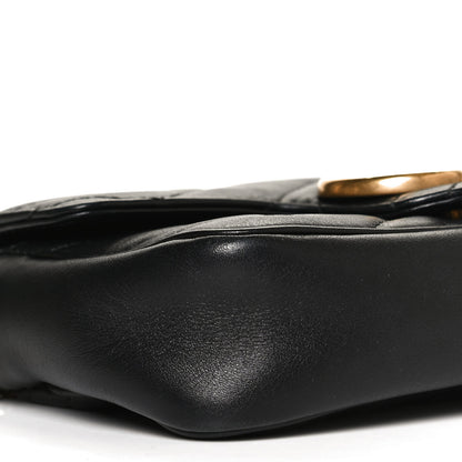 Gucci Calfskin Matelasse Super Mini GG Marmont Shoulder Bag Black 9 of 12