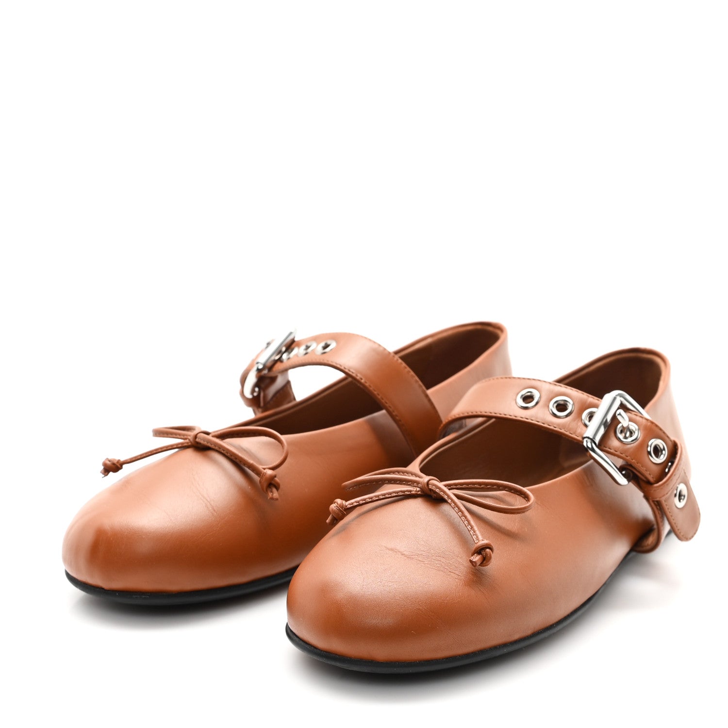 MIUMIU doube strap ballet leather shoes