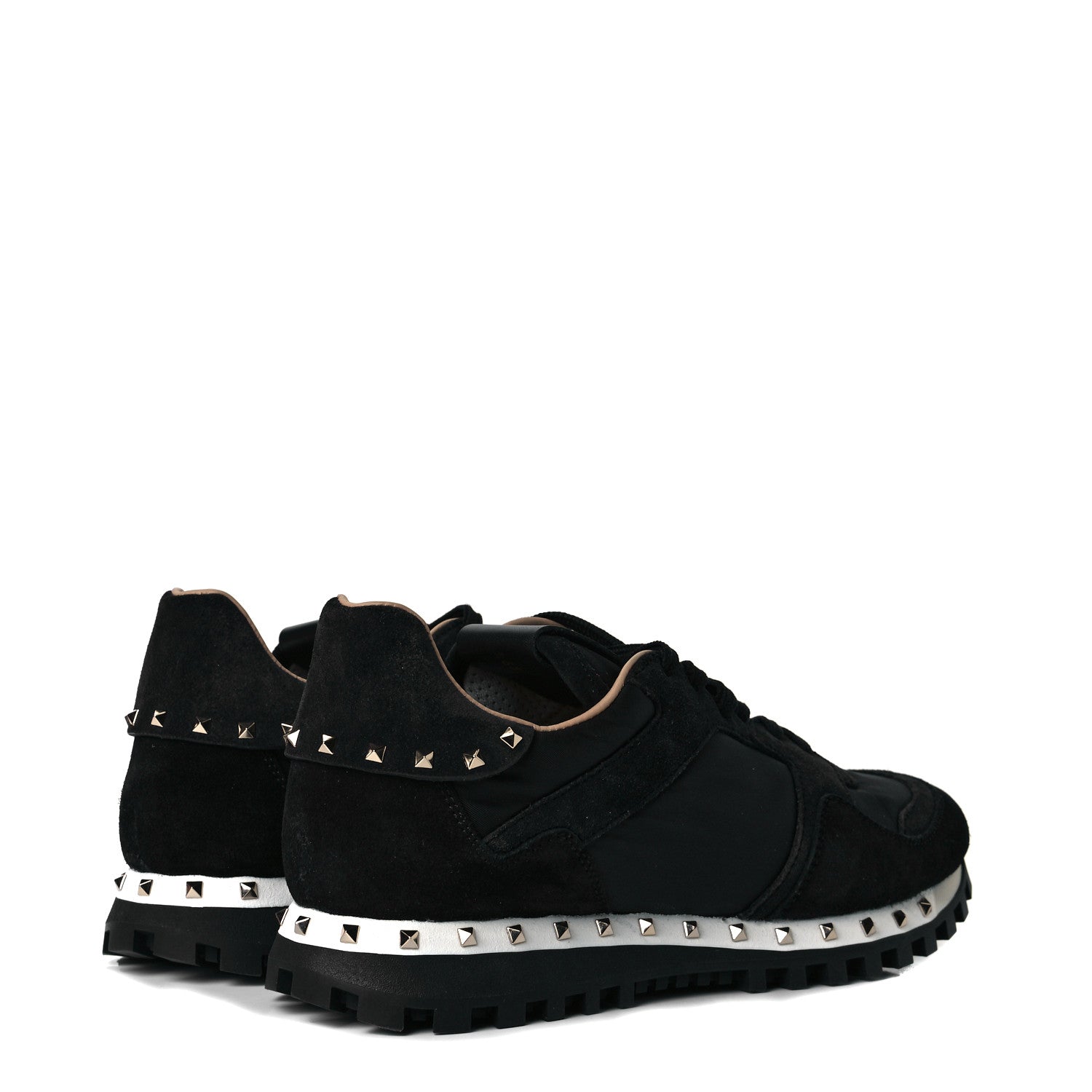 Valentino Garavani Suede Nylon Camouflage Womens Soul Rockstud Sneakers 39.5 Black 4 of 8