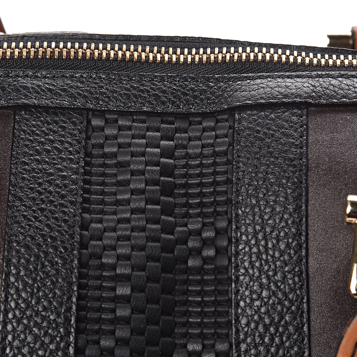 Burberry Calfskin Raffia Prorsum Bowling Black Brown 10 of 10