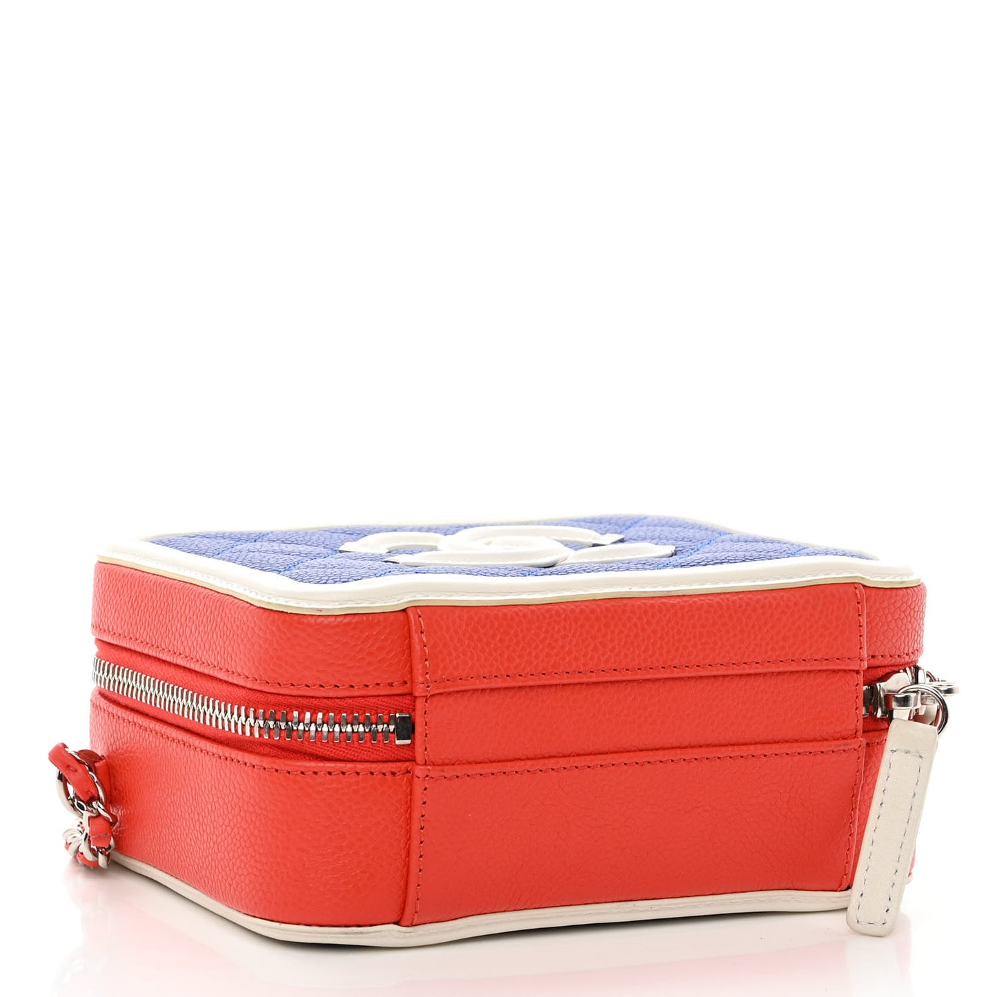 Caviar Quilted Small CC Filigree Vanity Case Blue White Red