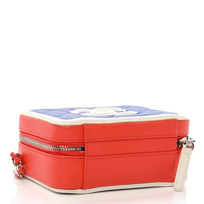 Chanel Caviar Quilted Small CC Filigree Vanity Case Blue White Red 4 of 10