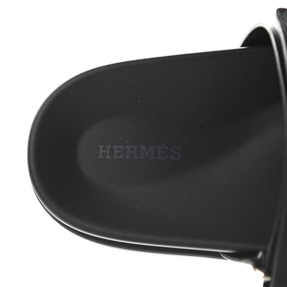 Hermes Canvas Calfskin Mens Chypre Sandals 42 Kaki Black 6 of 10