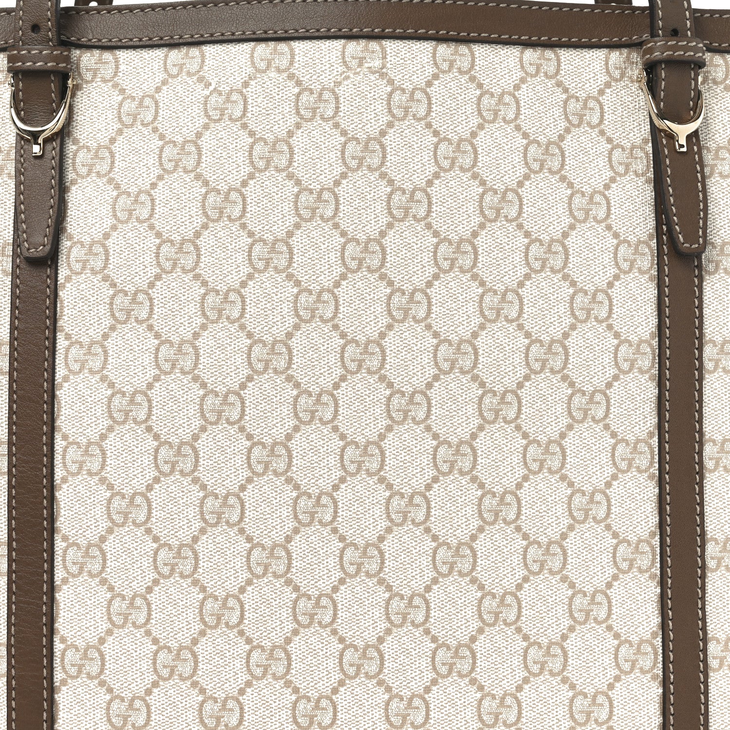 Gucci GG Supreme Monogram Calfskin Medium Nice Tote New Mystic White Beige Brown 8 of 10