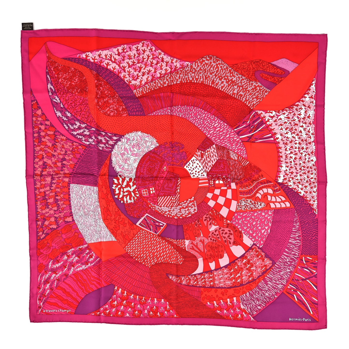 Silk A Travers Champs Scarf 90 Fuchsia Rouge Rose