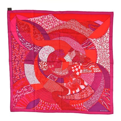 Hermes Silk A Travers Champs Scarf 90 Fuchsia Rouge Rose 1 of 4