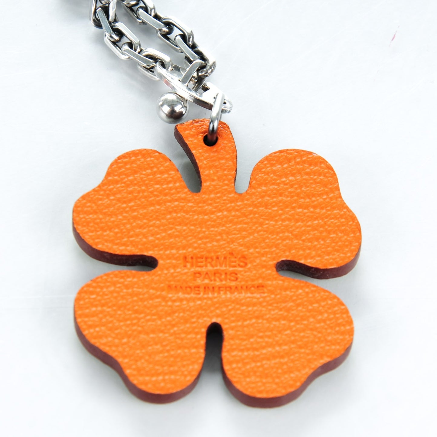 Chevre Mysore Lucky Clover Key Chain Bag Charm Vert Anis Orange