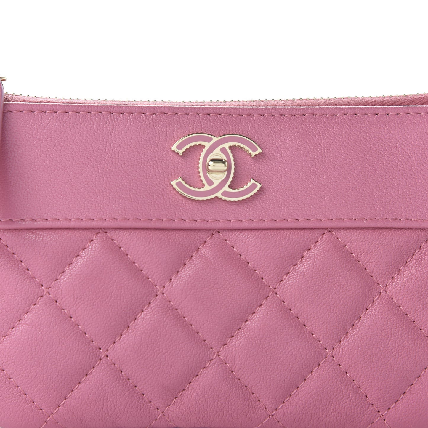 Sheepskin Quilted Small Vintage Mademoiselle Cosmetic Case Dark Pink