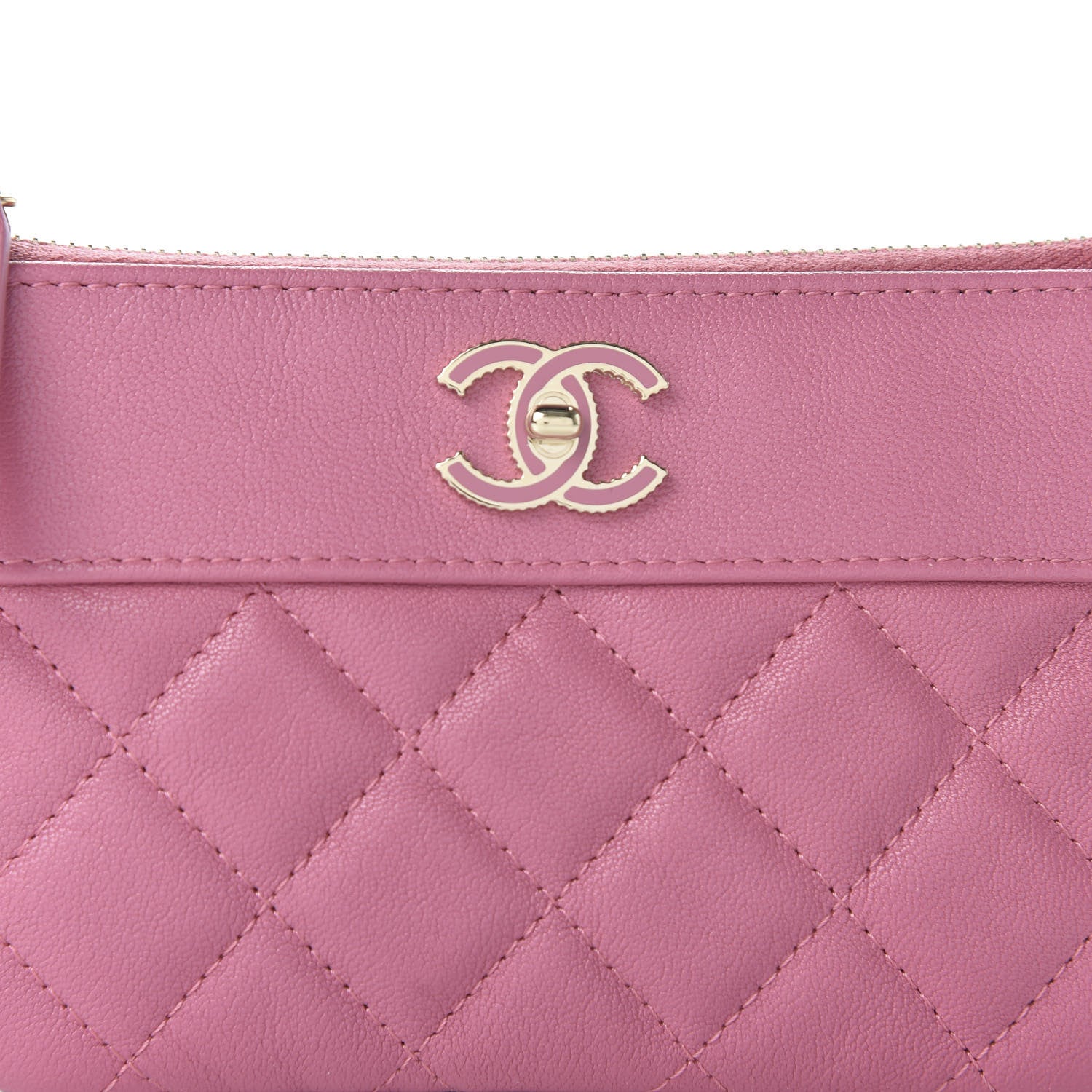Chanel Sheepskin Quilted Small Vintage Mademoiselle Cosmetic Case Dark Pink 10 of 10