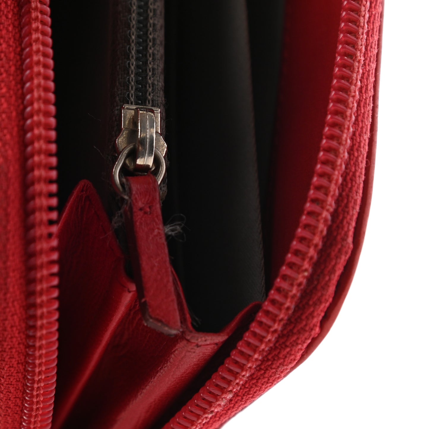 Patent Calfskin Lucky Symbols Zip Around Wallet Red