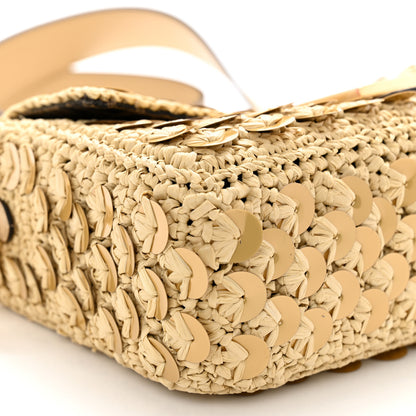 Fendi Sequin Macrame Baguette Beige Gold 9 of 11
