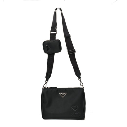 Prada Re-Nylon Saffiano Pocket Zippered Shoulder Bag Black 1 of 9