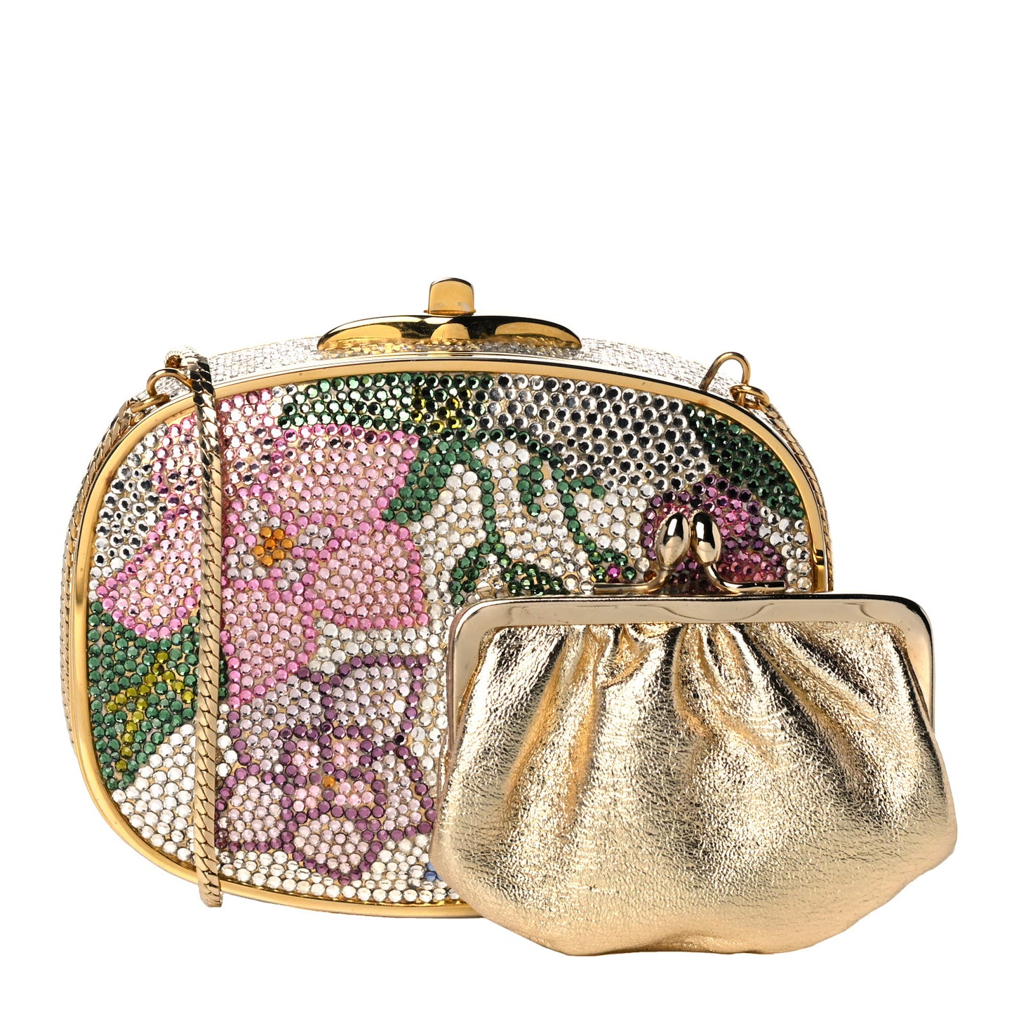 Swarovski Crystal Floral Miniaudiere Clutch