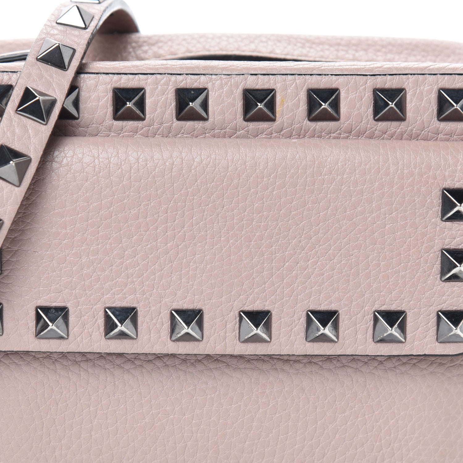 Valentino Garavani Grained Calfskin Small Rockstud Flap Pocket Camera Crossbody Bag Poudre 7 of 9