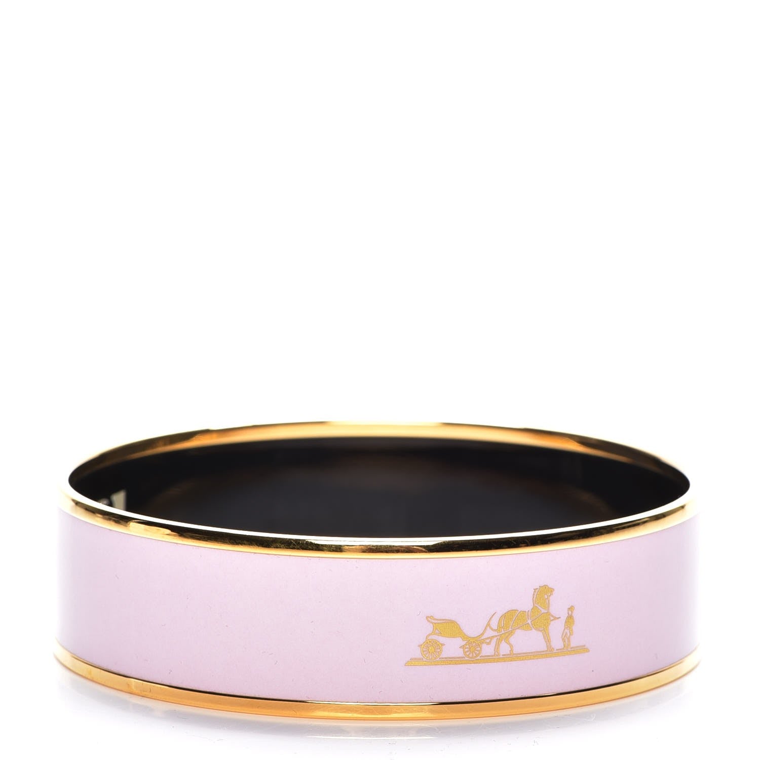 Hermes Enamel Printed Medium Caleche Bracelet 70 Rose Dragee 3 of 5