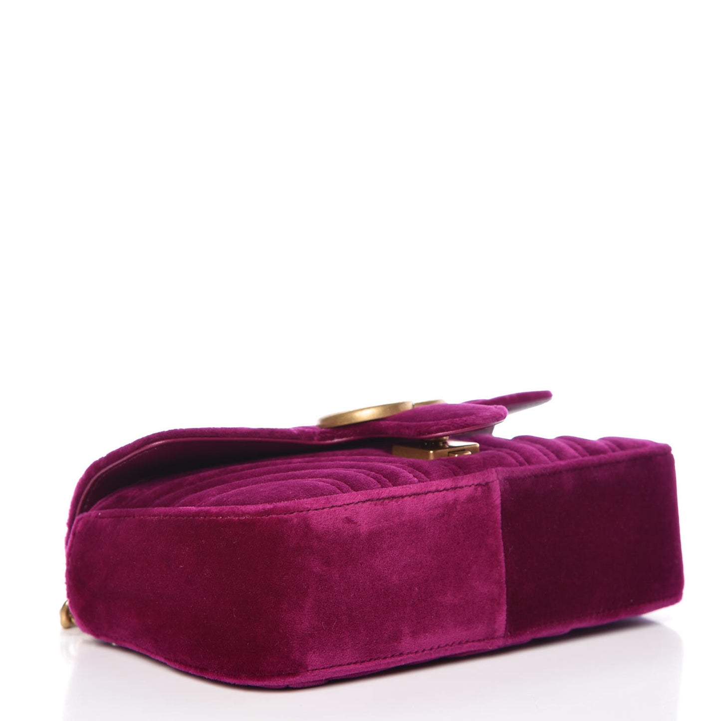 Velvet Matelasse Mini GG Marmont Shoulder Bag Fuchsia Violet Cyclamen