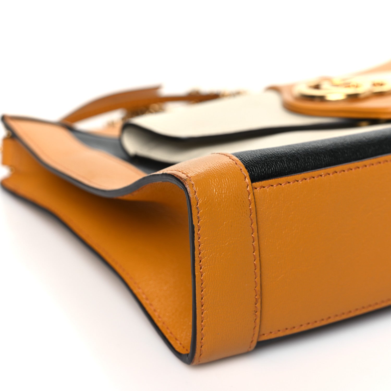 Gucci New Sakai Calfskin Lux Tri-Color Dahlia Chain Shoulder Bag Black Mystic White Sun Oil 9 of 11