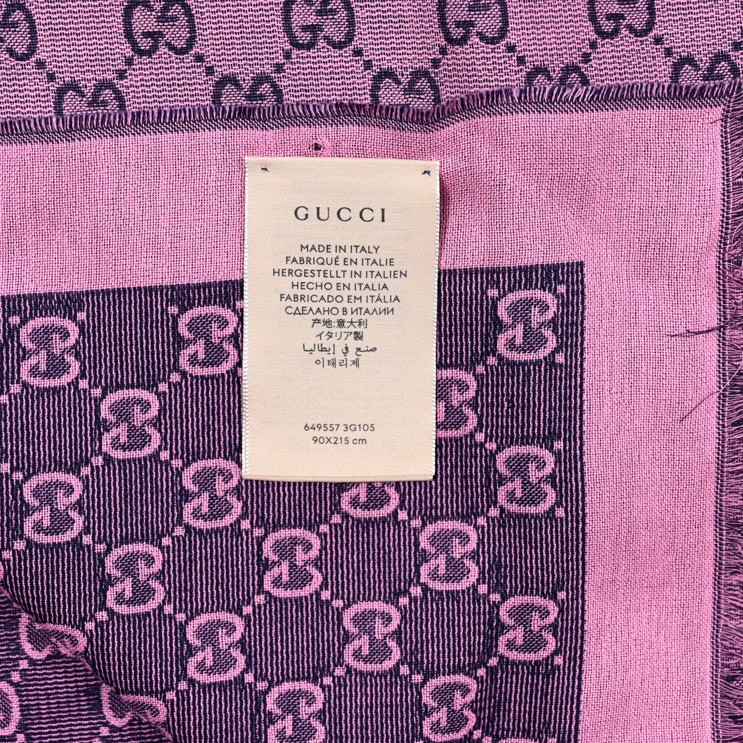 Cotton GG Monogram Lady Jammie Scarf Roseate Blue