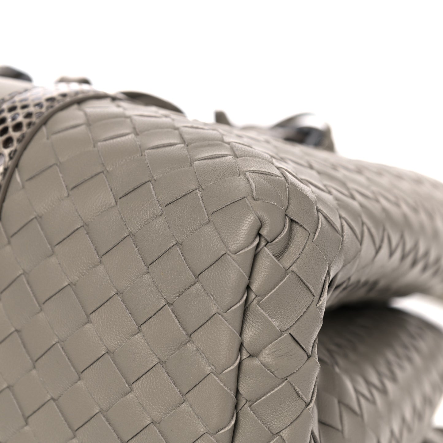 Nappa Intrecciato Snakeskin Small Flow Wave Tote Mink
