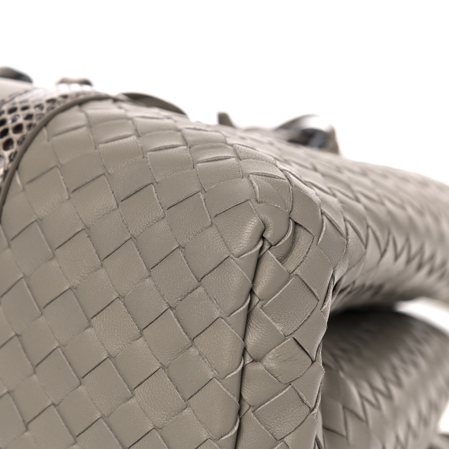 Bottega Veneta Nappa Intrecciato Snakeskin Small Flow Wave Tote Mink 8 of 18