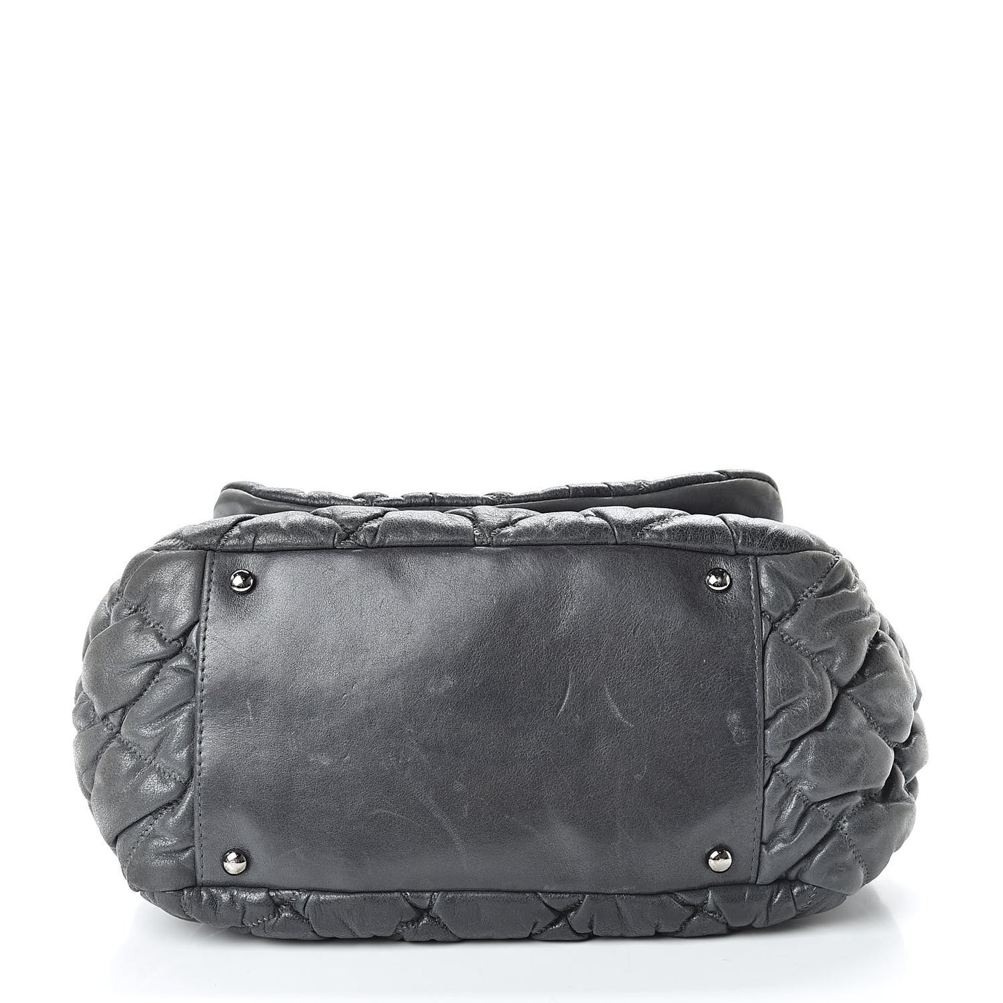 Calfskin Bubble Quilt Accordion Flap Grey