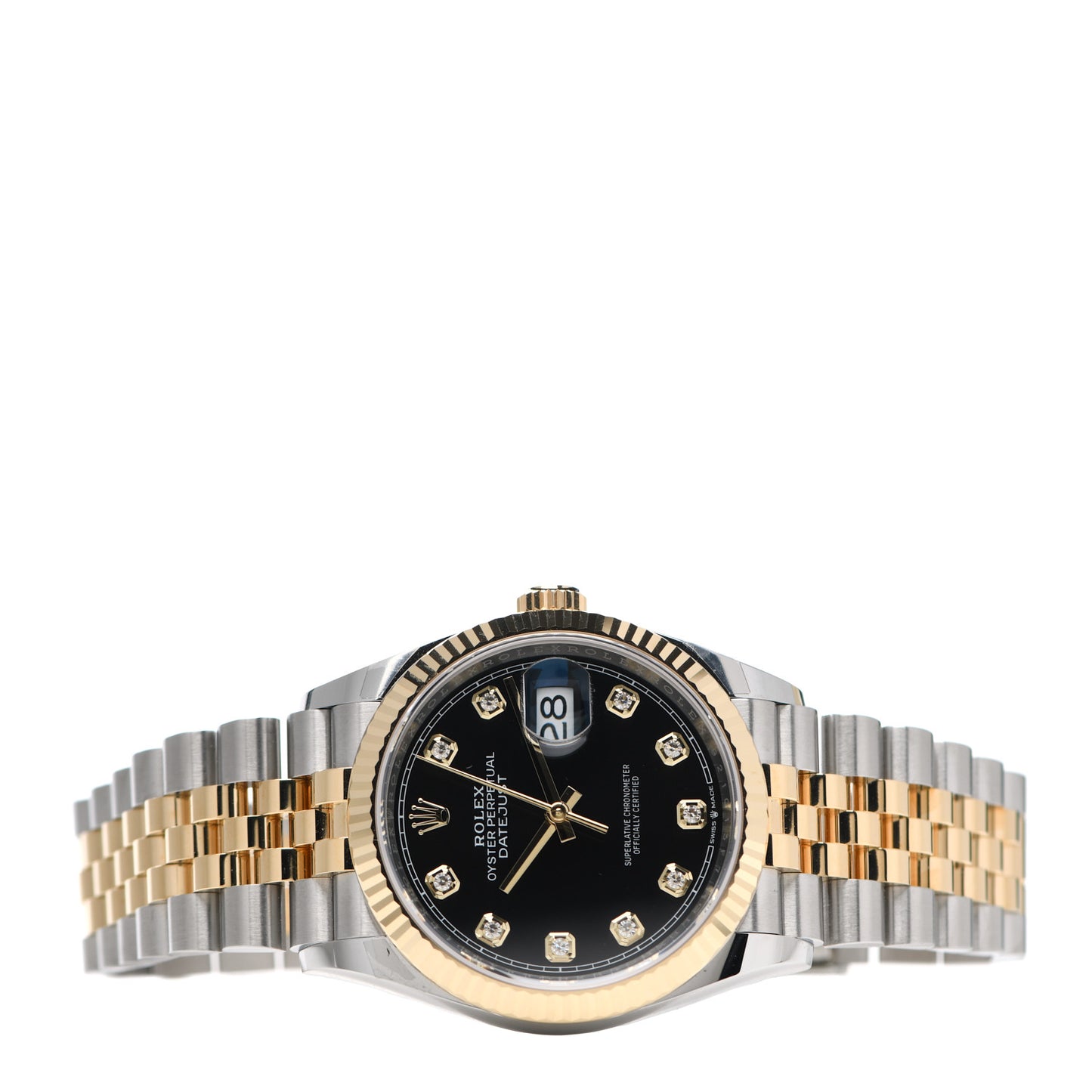 Stainless Steel 18K Yellow Gold Diamond 36mm Oyster Perpetual Datejust Watch Black 116233