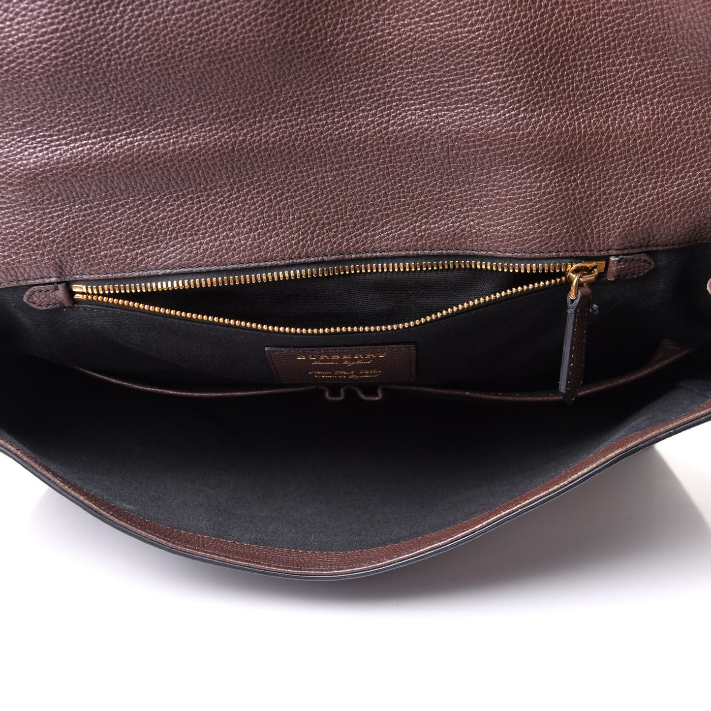 Grainy Calfskin House Check Ethan Satchel Oak Brown