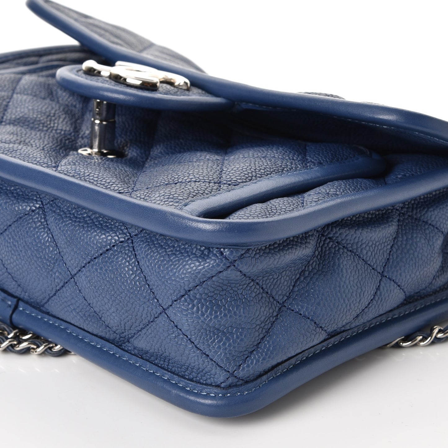 Caviar Quilted Mini French Riviera Flap Blue