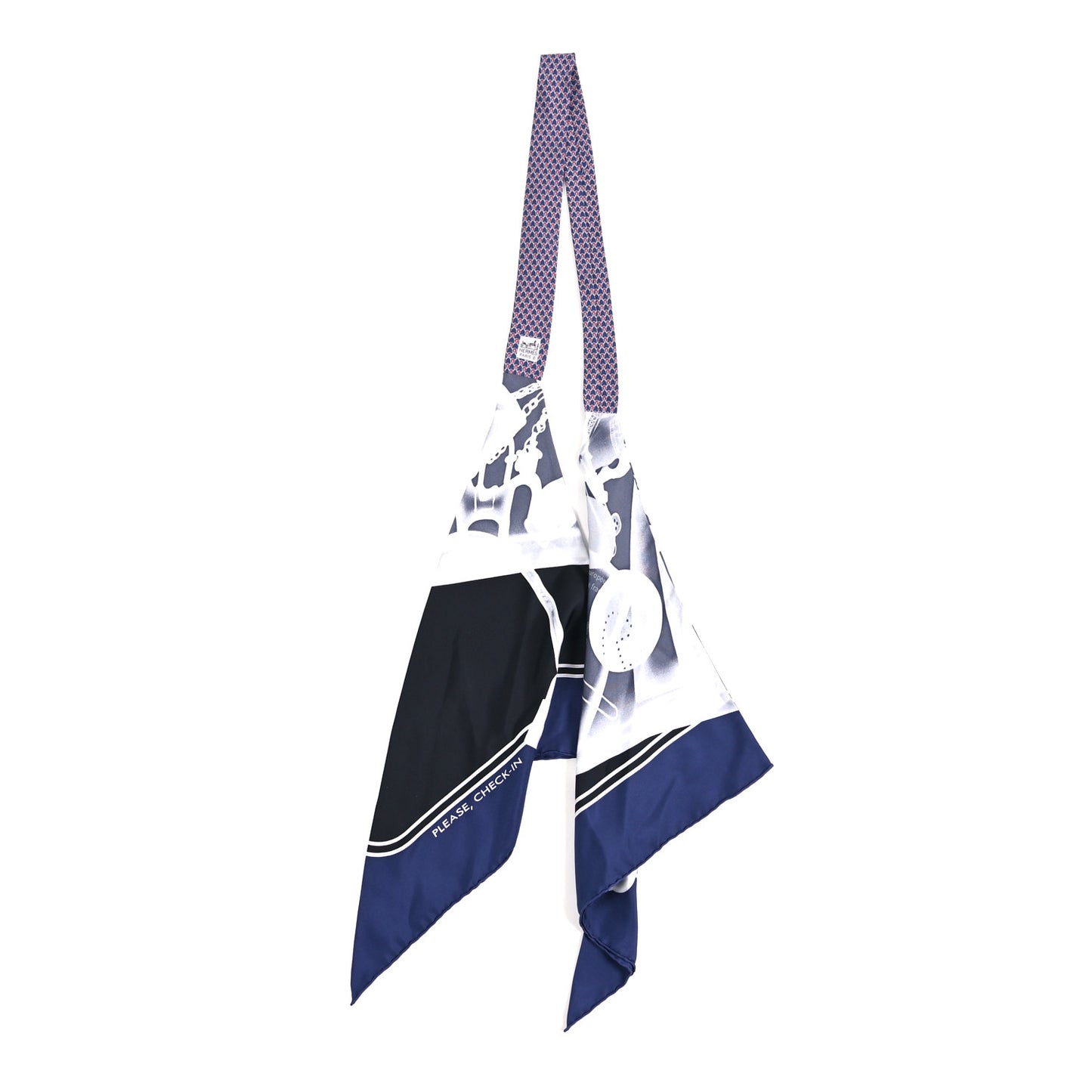 Silk Petit H Scarf And Tie Marine Black White