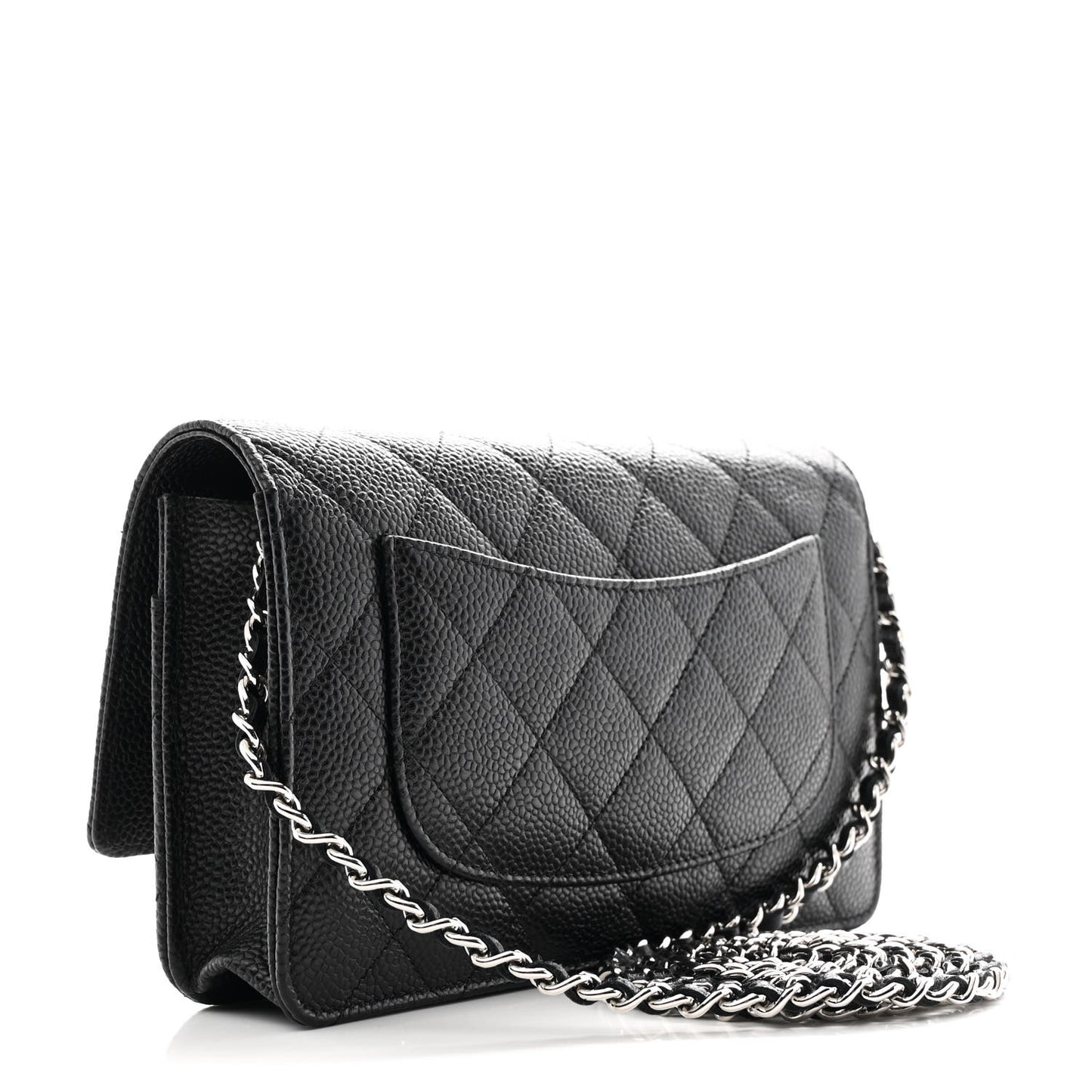 Caviar Quilted Wallet on Chain WOC Black