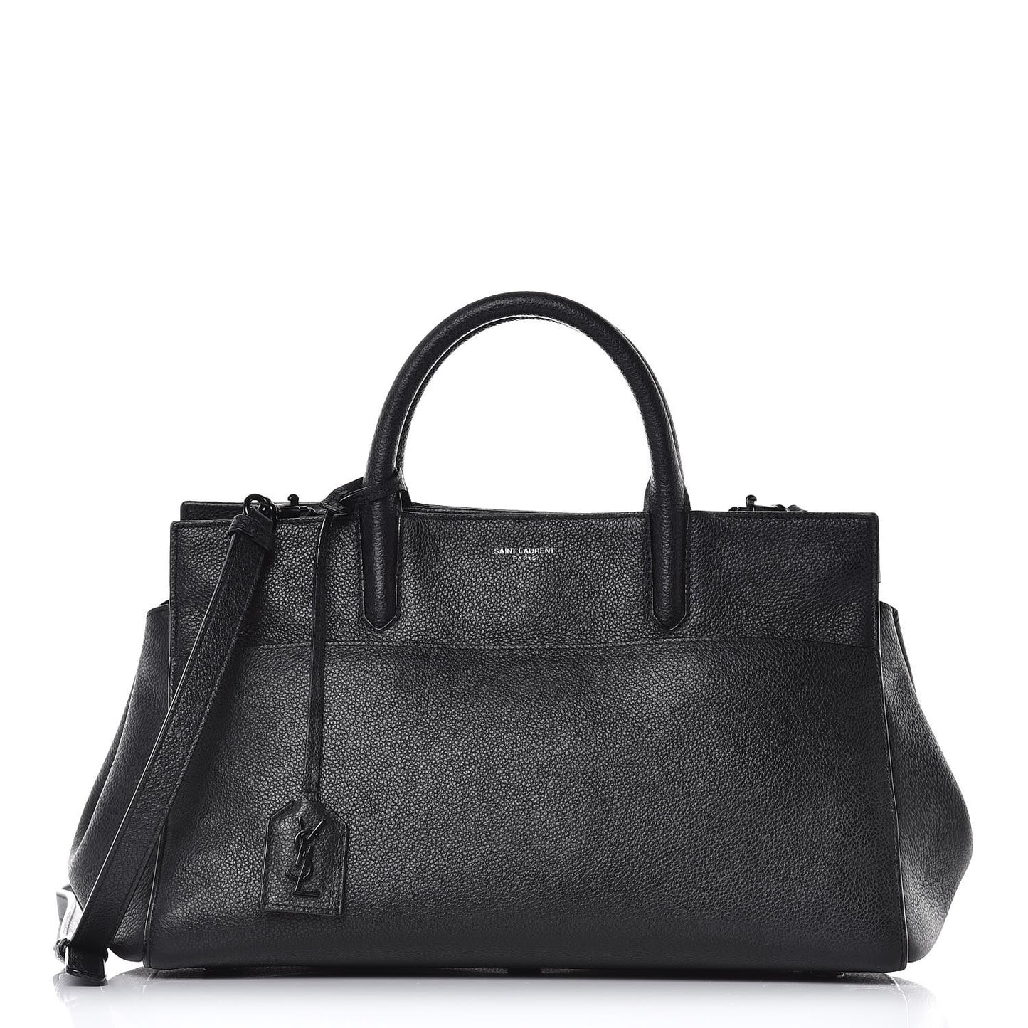 Grained Calfskin Small Cabas Rive Gauche Black