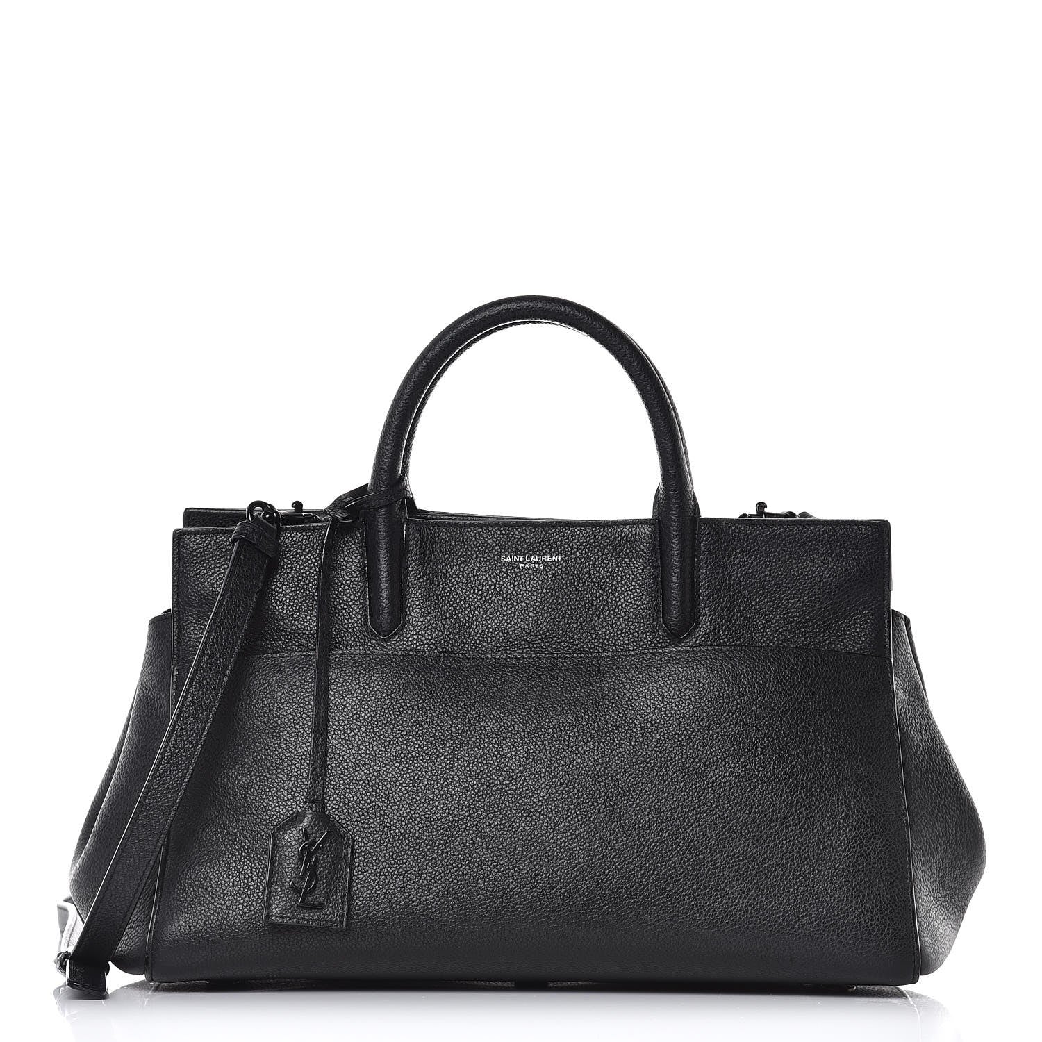 Saint Laurent Grained Calfskin Small Cabas Rive Gauche Black 1 of 15
