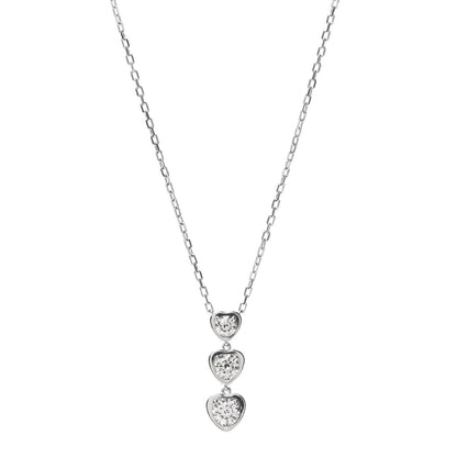 Cartier 18K White Gold Diamond Legers 3 Heart Motif Necklace 1 of 5