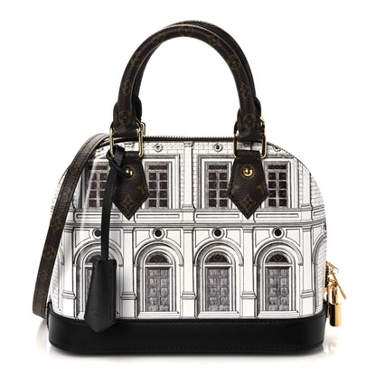 Louis Vuitton X FORNASETTI Calfskin Architettura Alma BB Black White 1 of 10