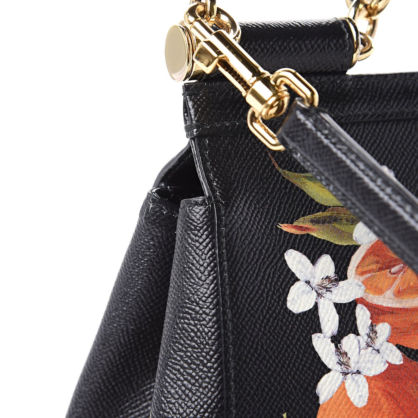 Dauphine Orange Print Medium Miss Sicily Satchel Black