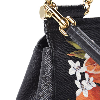Dolce & Gabbana Dauphine Orange Print Medium Miss Sicily Satchel Black 10 of 13