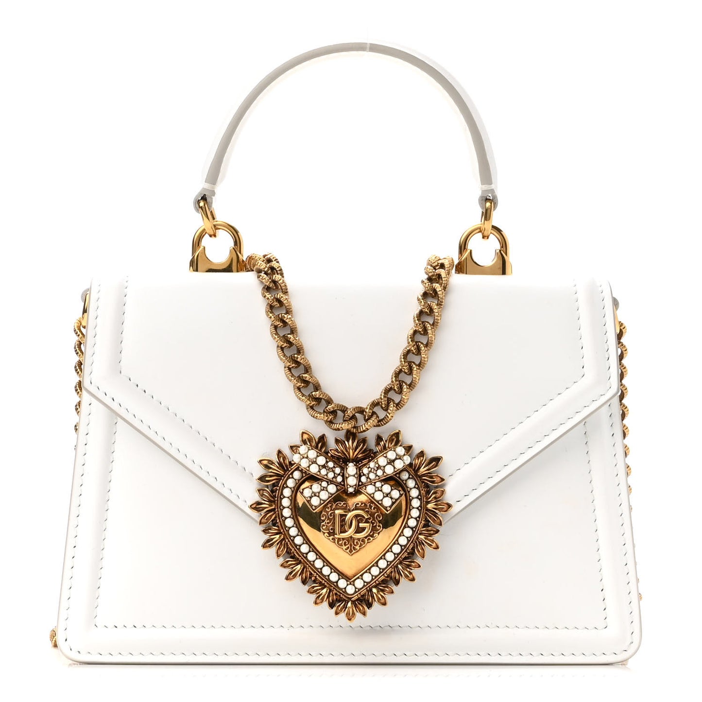 Smooth Calfskin Small Devotion Envelope Top Handle Bag White