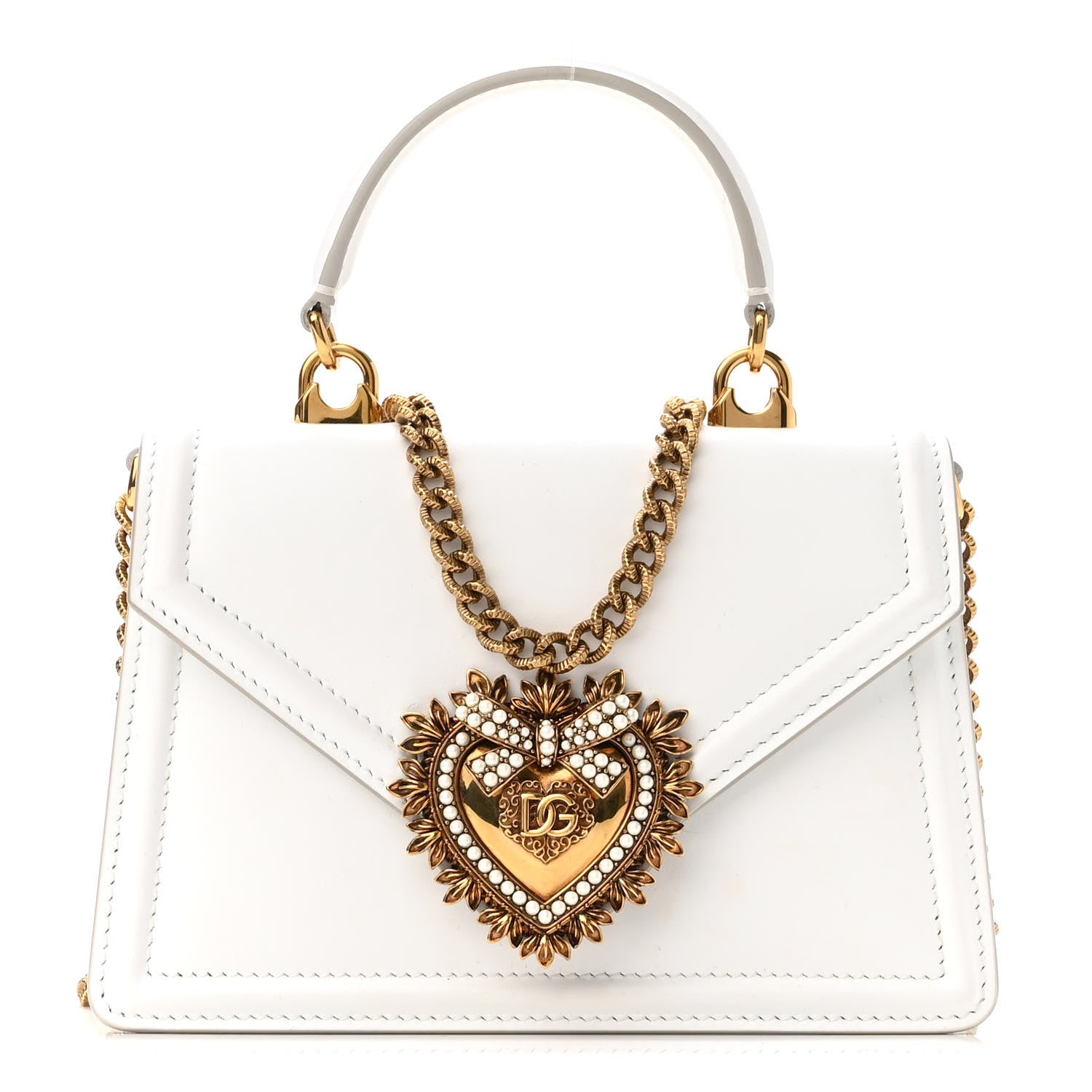 Dolce & Gabbana Smooth Calfskin Small Devotion Envelope Top Handle Bag White 1 of 10