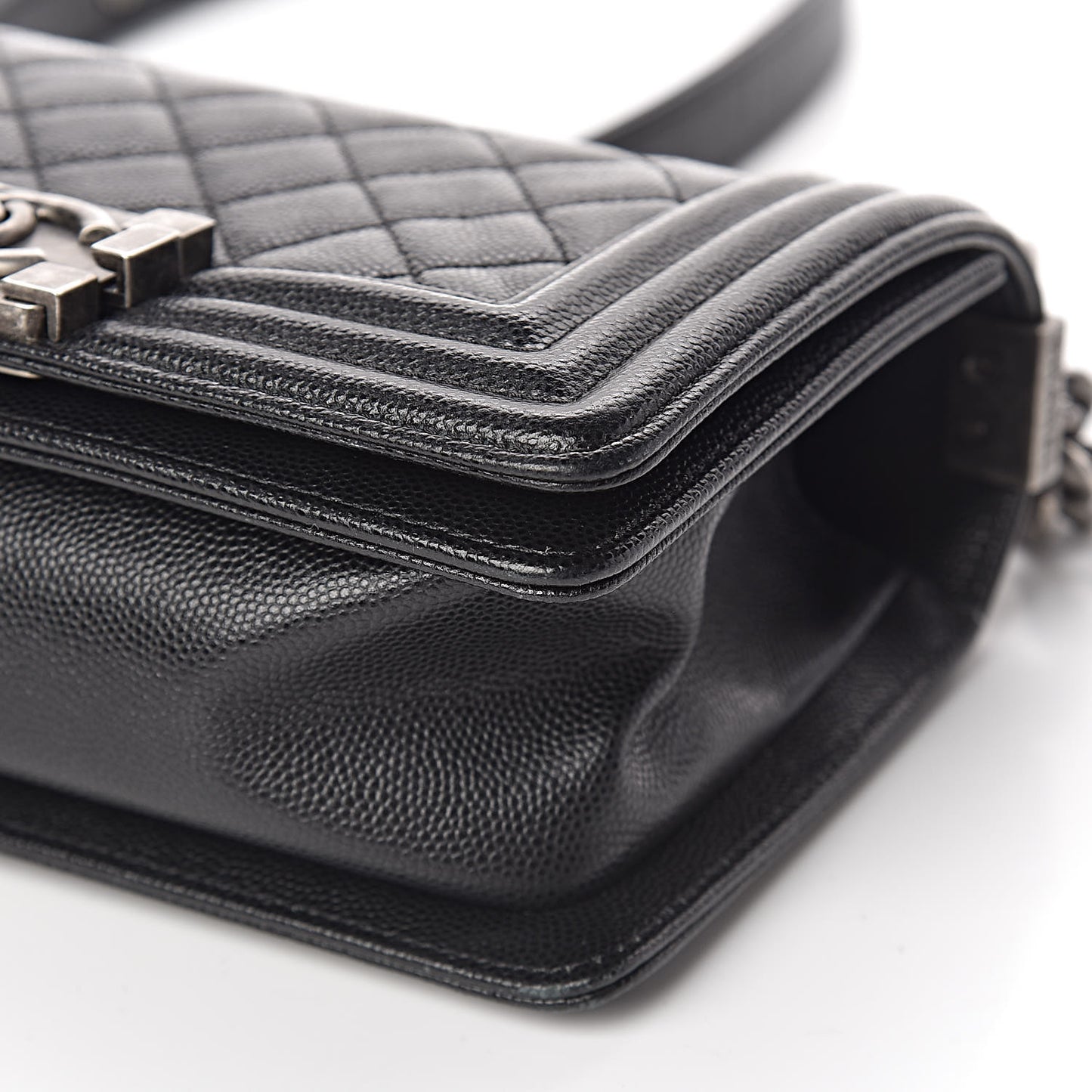 Caviar Quilted Small Boy Flap Black