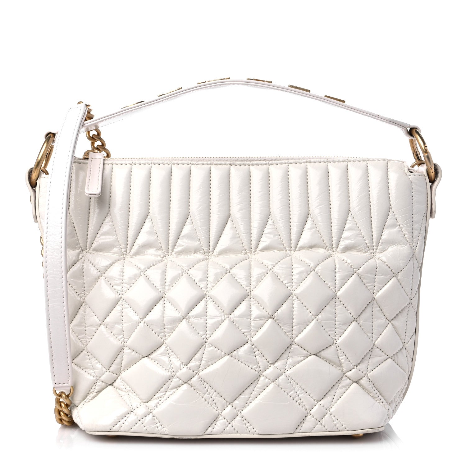 Chanel Glazed Calfskin Quilted State Of The Art Hobo White 1 of 12