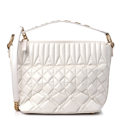 Chanel Glazed Calfskin Quilted State Of The Art Hobo White 1 of 12