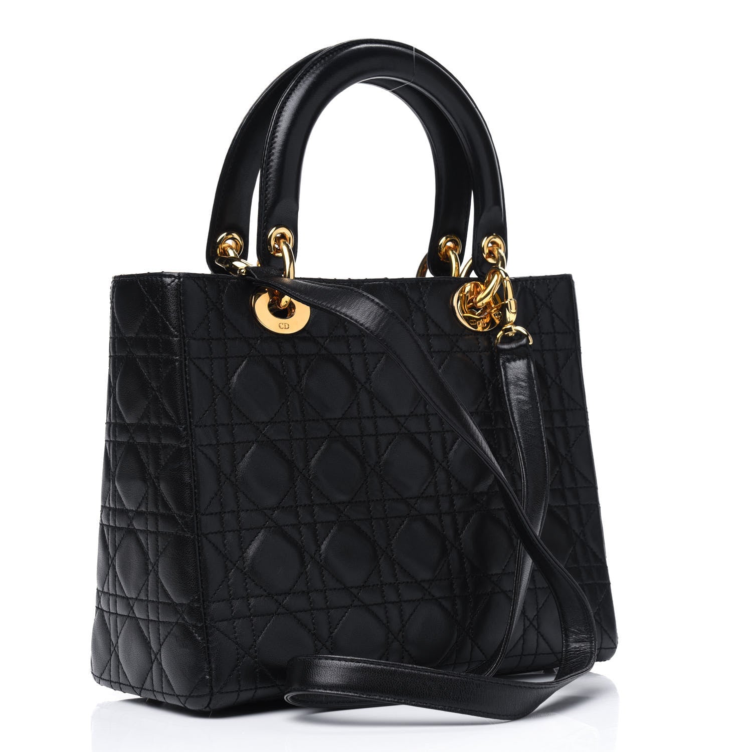 Christian Dior Lambskin Cannage Medium Lady Dior Black 2 of 4