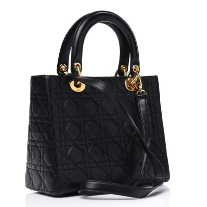 Christian Dior Lambskin Cannage Medium Lady Dior Black 2 of 4