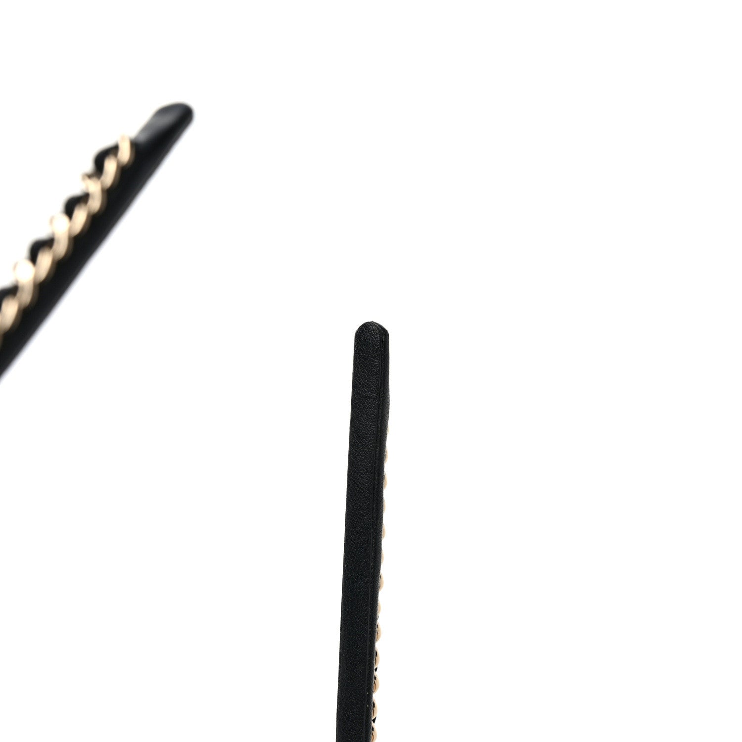 Chanel Metal Lambskin Chain CC Headband Black Gold 6 of 6
