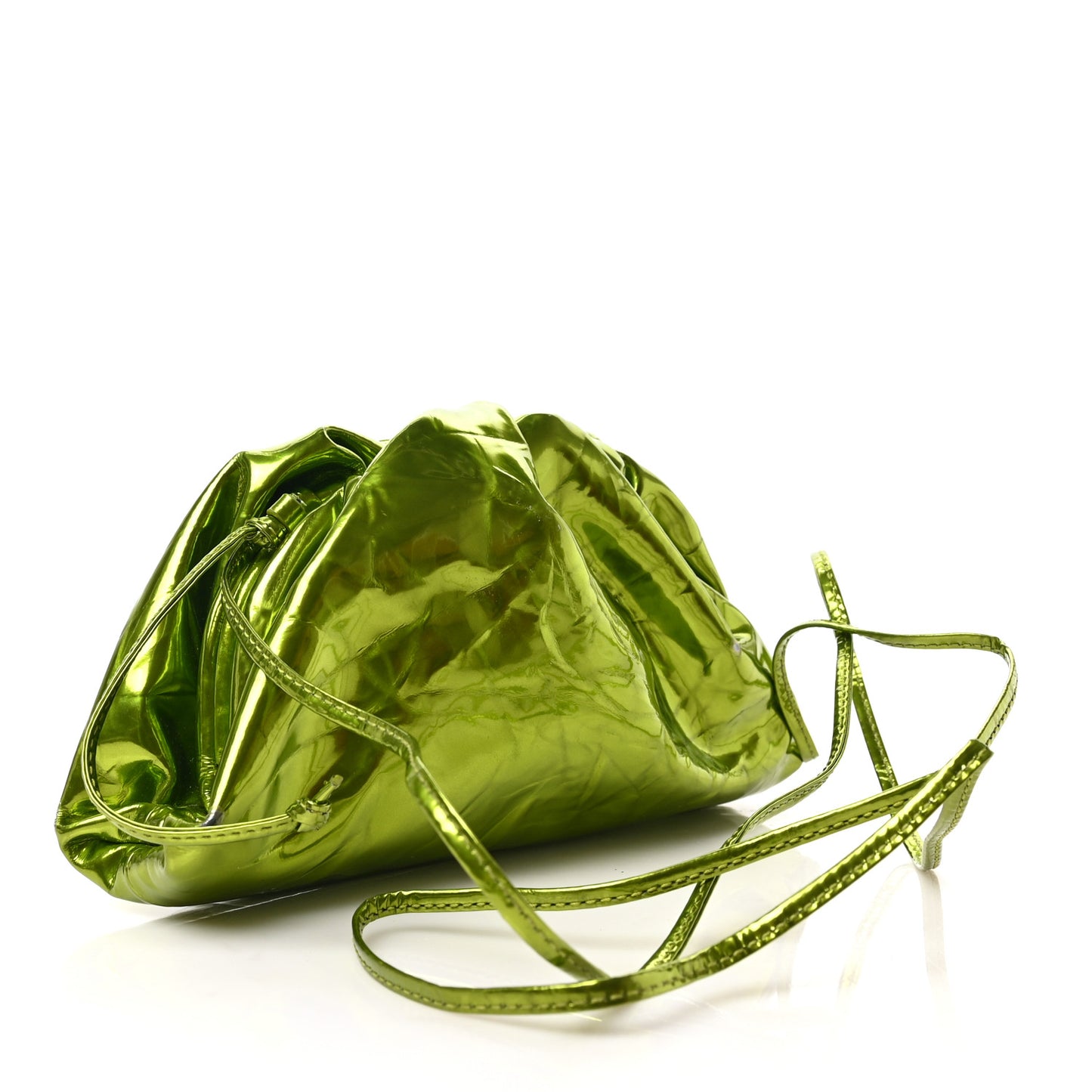 Metallic Crushed Calfskin The Mini Pouch Chlorophyll