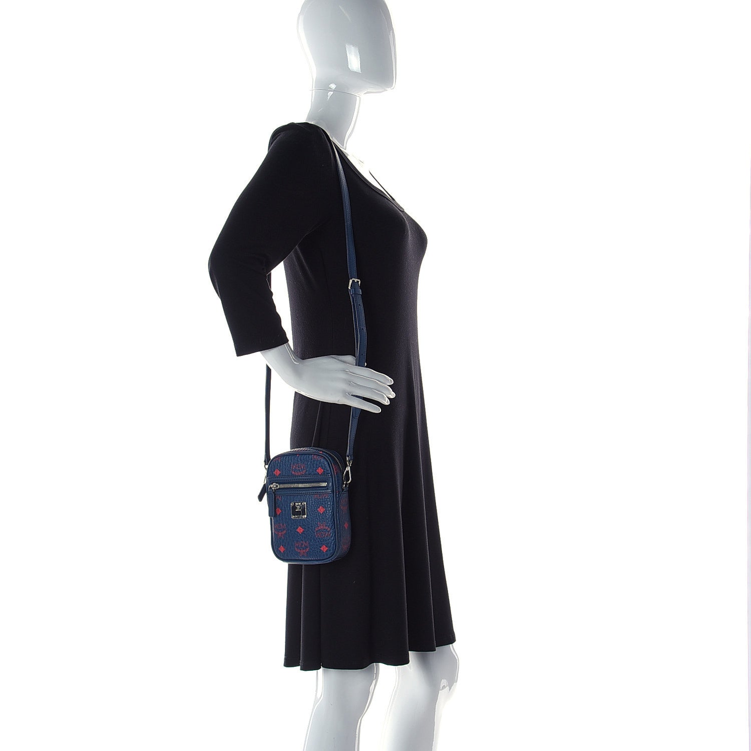 MCM Visetos X-Mini Crossbody Bag Deep Blue Sea 2 of 9