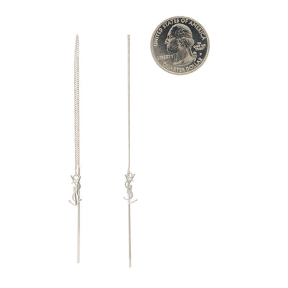 Saint Laurent Metal Monogram Pendant Threader Earrings Silver 2 of 3