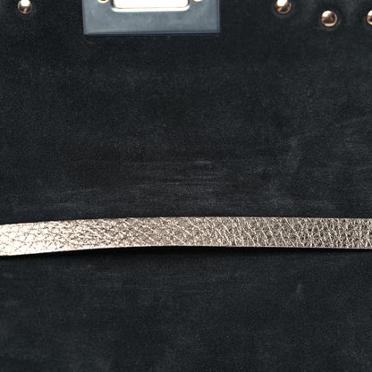 Valentino Garavani Metallic Pebbled Calfskin Medium Rockstud Flip Lock Crossbody Bag Sasso 12 of 14