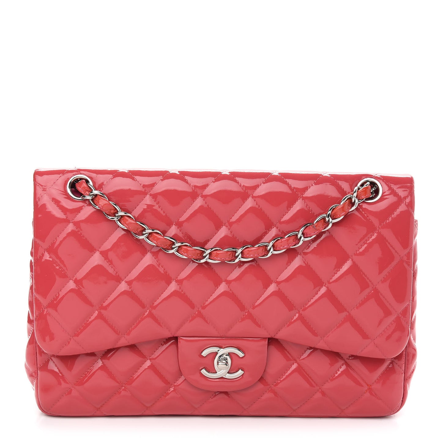 Patent Quilted Jumbo Double Flap Pink